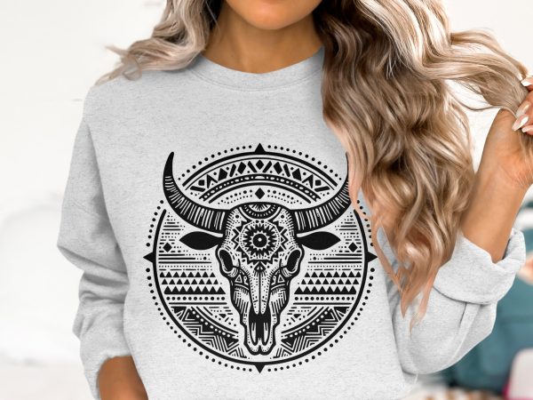 Intricate Tribal Bull Skull Mandala SVG Design Element - Image 3