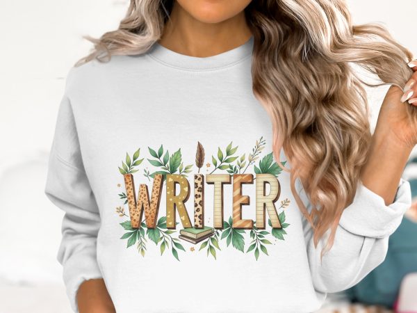 Creative Writer Floral Leaf Art 300DPI Tansparent PNG Sublimation Design