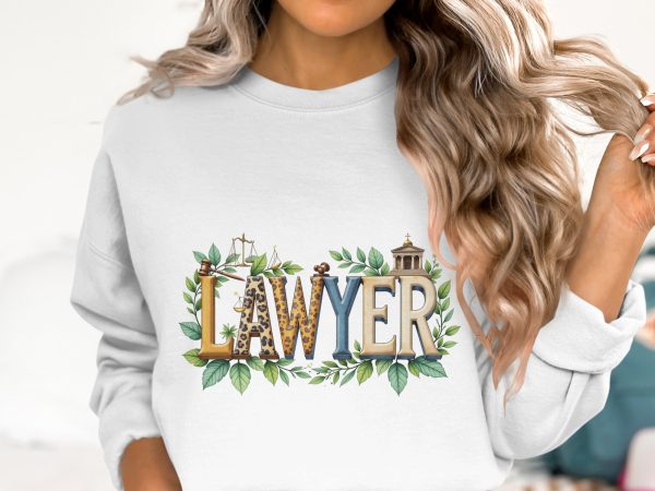 Lawyer Letters with Legal Symbols 300DPI Tansparent PNG Sublimation Design