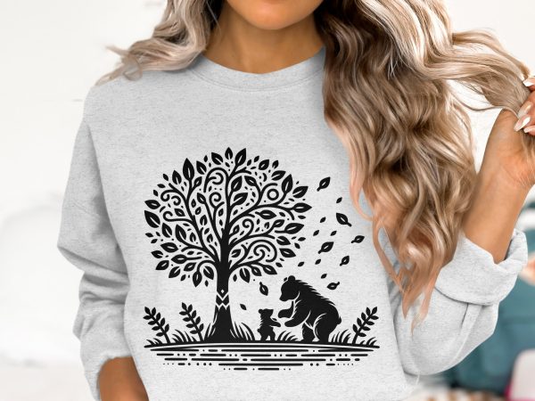 Whimsical Bear and Tree Nature SVG Design Element File - Image 2