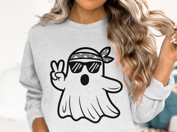 Peace Sign Ghost With Bandana SVG Design Element File - Image 2