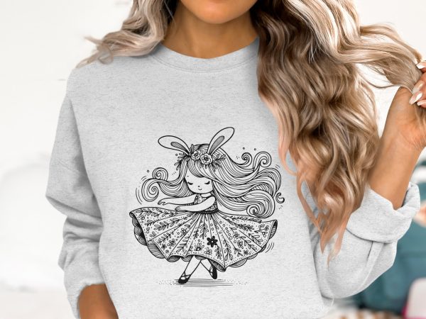 Dancing Girl with Bunny Ears SVG File Design Element - Image 2