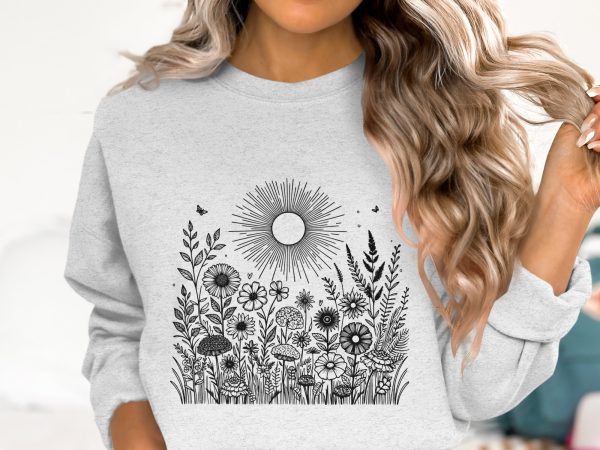 Beautiful Intricate Sun and Flowers SVG File Design Element - Image 2