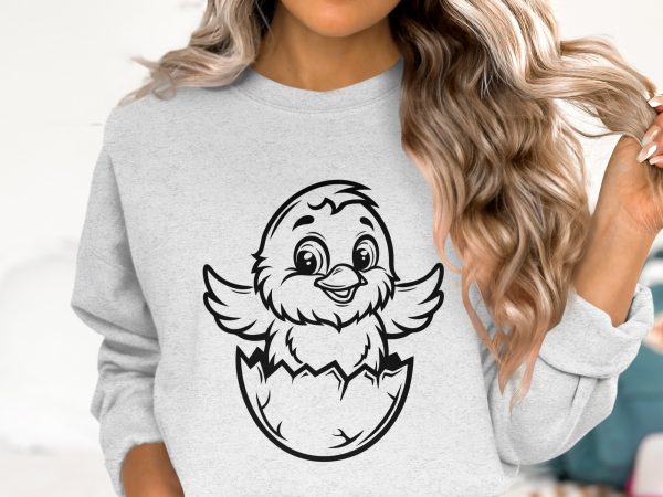 Adorable Baby Chick Hatching Illustration SVG File Design Element - Image 3