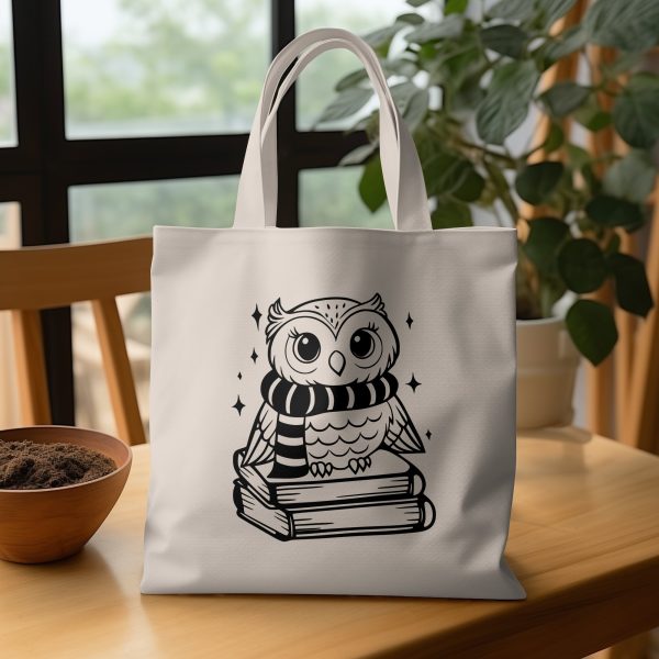 Cute Owl on Books with Scarf Illustration SVG Design Element File - Image 4