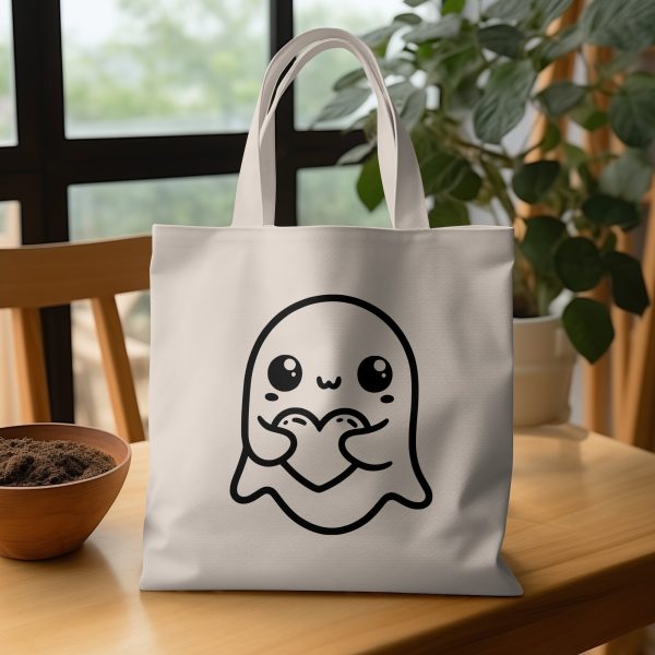 Cute Ghost Holding Heart SVG Design Element File - Image 4