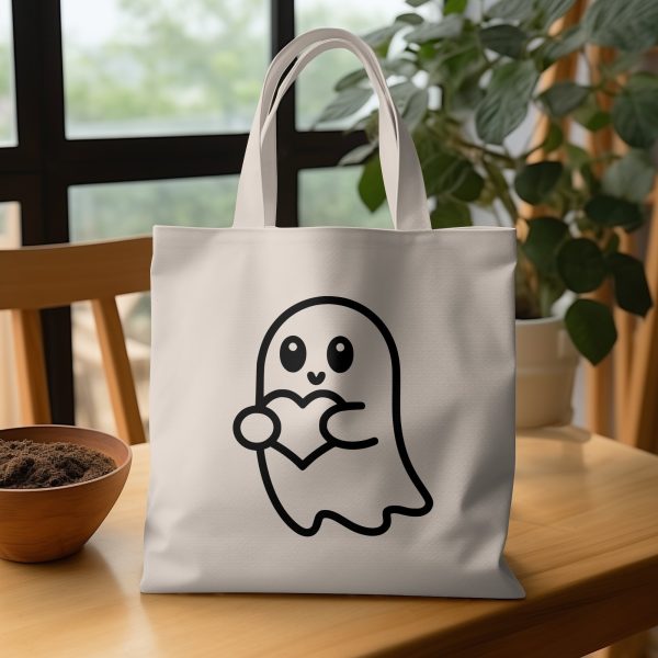 Cute Cartoon Ghost Holding Heart SVG Design Element File - Image 4