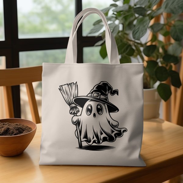 Cute Ghost with Witch Hat SVG Design Element File - Image 4