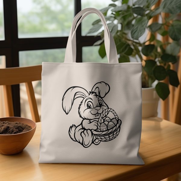 Adorable Bunny Carrying Basket Of Easter Eggs SVG File Design Element - Image 6