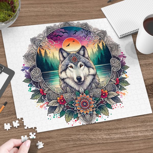 Detailed Wolf and Nature Mandala Sublimation Design 300 dpi PNG - Image 5