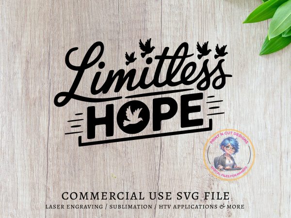 Inspiring Limitless Hope Word Art with Birds SVG Design Element