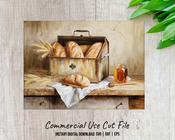 Freshly Baked Bread Artwork Glass Cutting Board Sublimation Design - Image 2