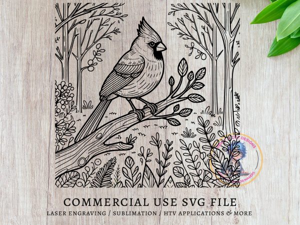 Cardinal Bird Illustration SVG Design Element File