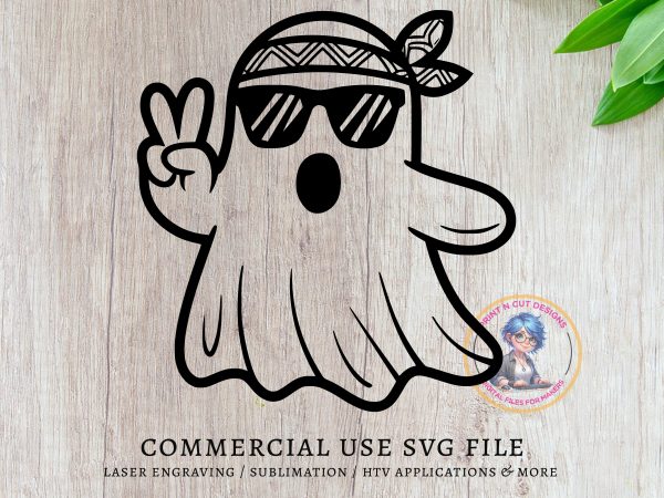 Peace Sign Ghost With Bandana SVG Design Element File