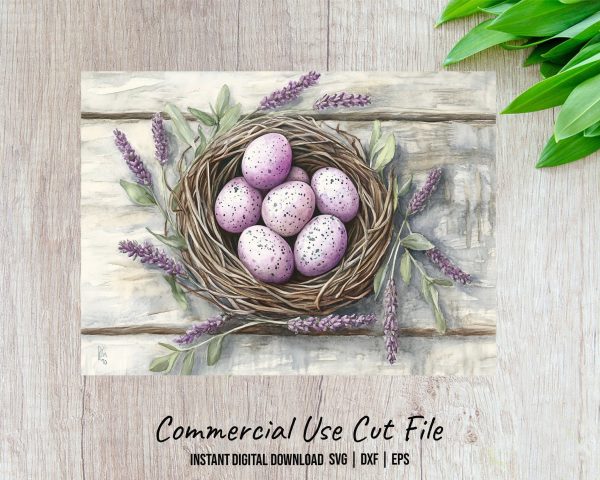 Speckled Eggs in Nest Glass Cutting Board Sublimation Design - Image 2