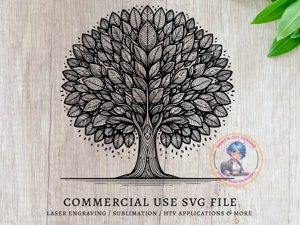 Intricate Tree with Detailed Leaves SVG Design Element File