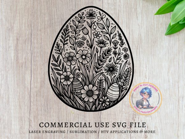 Intricate Easter Egg Floral Pattern SVG Design Element File