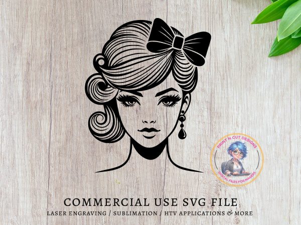 Elegant Woman Portrait with Stylish Hair SVG File Design Element