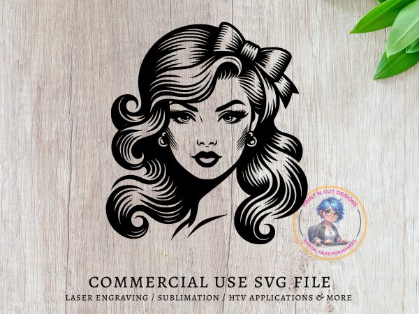 Elegant Woman with Flowing Hair SVG File Design Element