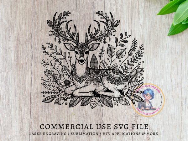 Intricate Floral Deer Illustration SVG File Design Element