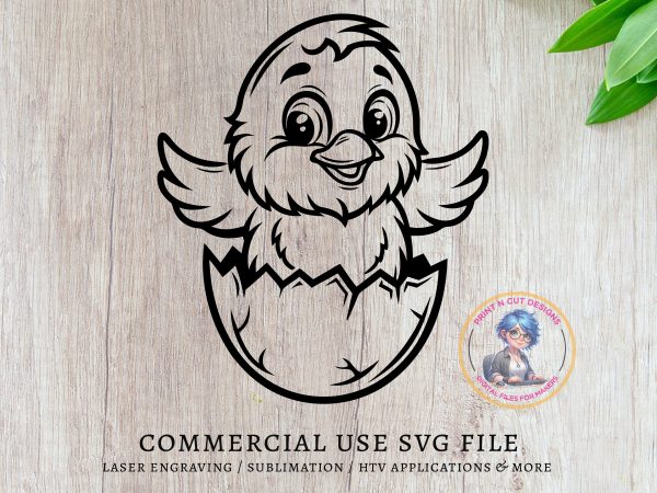 Adorable Baby Chick Hatching Illustration SVG File Design Element