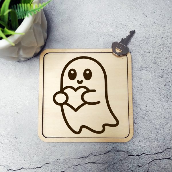 Cute Cartoon Ghost Holding Heart SVG Design Element File - Image 5