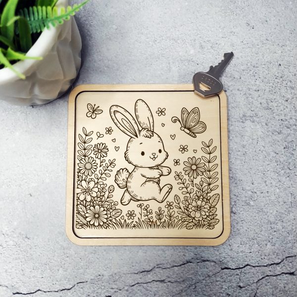 Adorable Bunny and Butterfly Floral Scene SVG Design Element File - Image 5