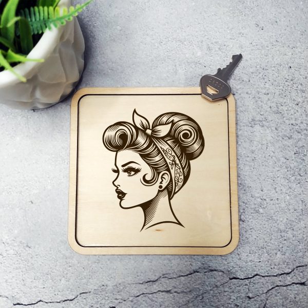 Stylish Vintage Female Head with Bandana SVG File Design Element - Image 5