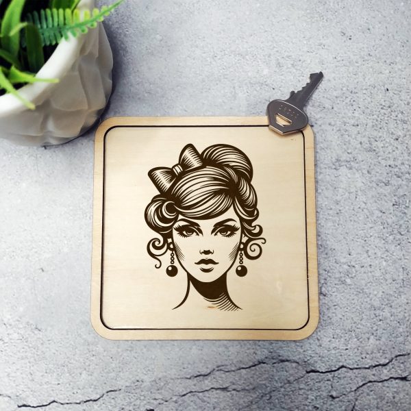 Retro Elegant Woman Portrait with Bow SVG File Design Element - Image 5