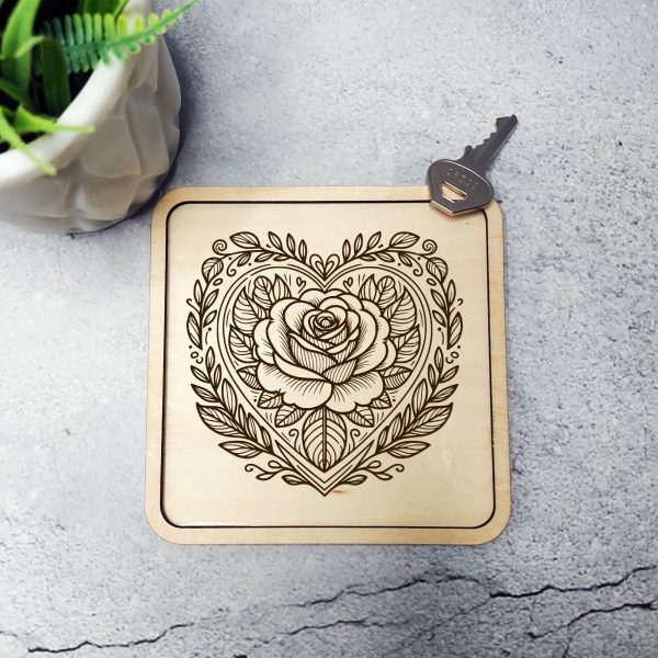 Ornate Heart and Rose Illustration SVG File Design Element - Image 5