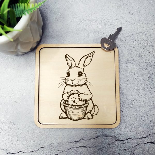 Adorable Bunny Holding Basket of Eggs SVG File Design Element - Image 4