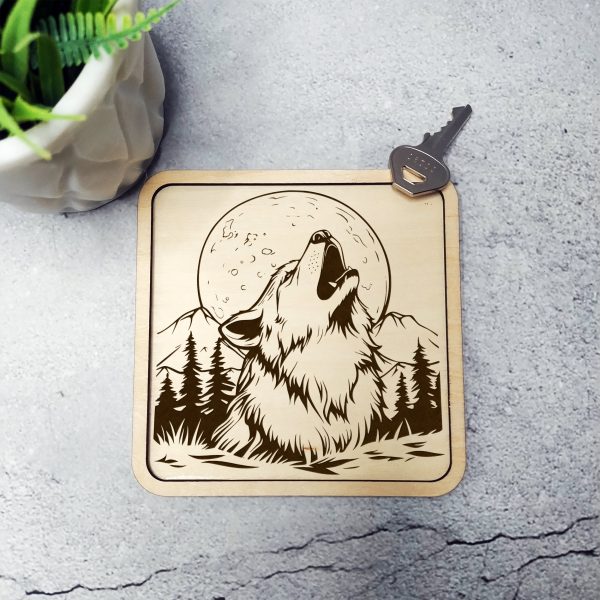 Howling Wolf with Full Moon SVG File Design Element - Image 4