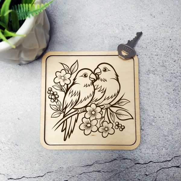 Romantic Love Birds with Flowers SVG File Design Element - Image 4