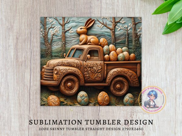 Rustic Vintage Truck with Bunny and Easter Eggs - Image 3