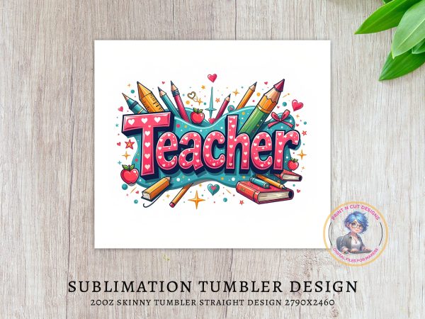 Teacher 20oz Skinny Tumbler Wrap - Image 3