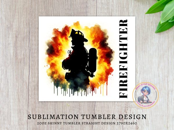 Firefighter Silhouette Tumbler Wrap - Image 3