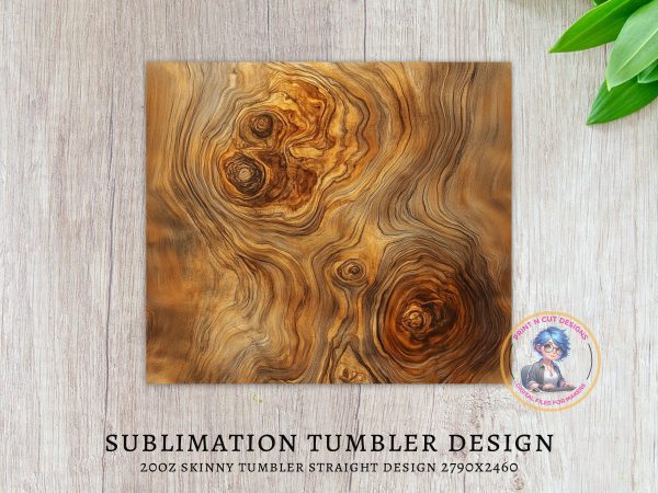 Abstract Swirled Wooden Texture Effect 20oz Sublimation Tumbler Wrap - Image 3