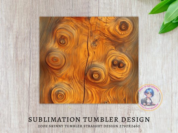 Unique Wood Grain Design for 20oz Sublimation Tumbler Wrap - Image 3