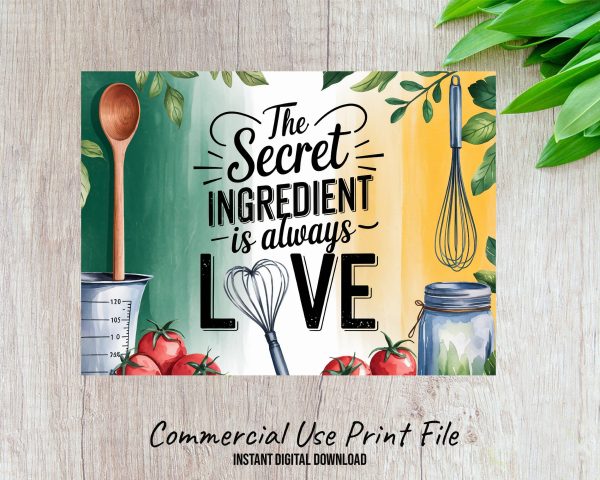 The Secret Ingredient Is Always Love Cutting Board Sublimation Design PNG - Image 2