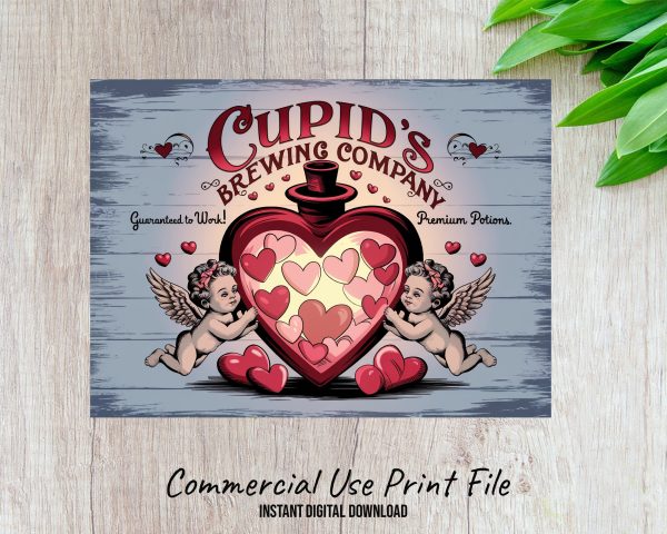 Cupid's Brewing Company Heart Cutting Board Sublimation Design PNG - Image 2