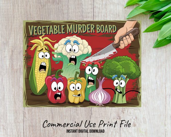 Vegetable Murder Board Cutting Board Sublimation Design PNG - Image 2