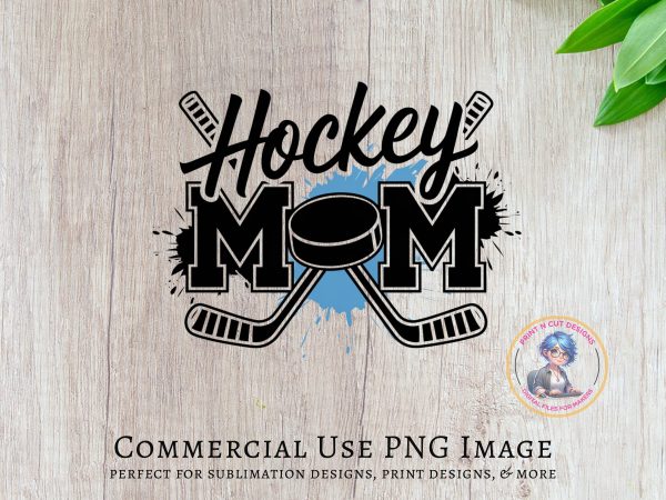 Hockey Mom 300 DPI Transparent PNG Design, Ice Hockey Mom Digital Download, Sports Mom Clipart for Shirts, Totes, Decals - Image 5