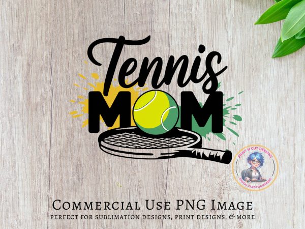 Tennis Mom Design, Tennis Mom PNG, Tennis Racket and Ball, 300 DPI PNG, Sports Mom png, Tennis Mom Clipart, Instant Download - Image 5