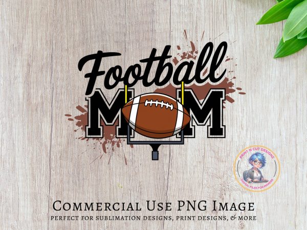 Football Mom Clipart, Football PNG Design, 300 DPI Transparent Background, Football Mom Sublimation, Sports Mom Graphic - Image 5