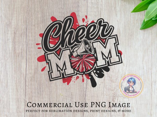 Cheer Mom Design, Cheerleading Mom PNG, Cheer Mom Sublimation, Cheer Mom Transparent PNG, Cheer Design - Image 5