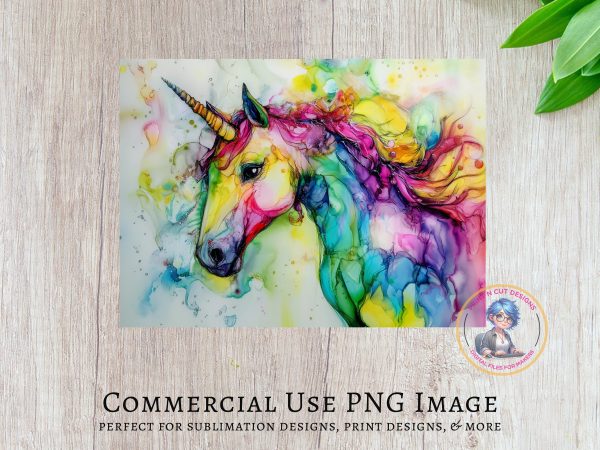 Colorful Abstract Unicorn Art Cutting Board Sublimation PNG Design - Image 3