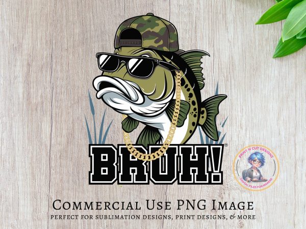 Cool Fish with Hat and Sunglasses 300 DPI Transparent PNG Sublimation Design - Image 5