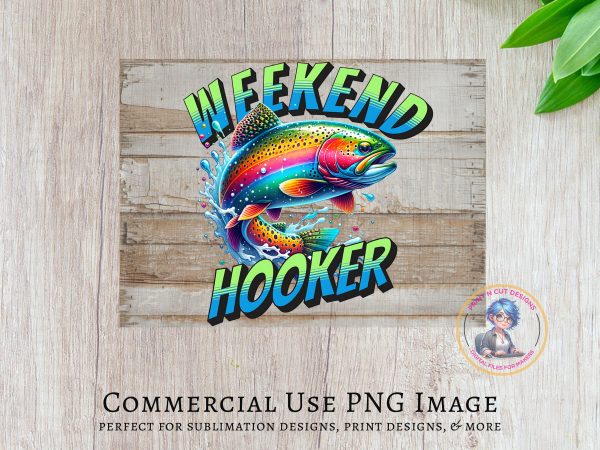 Weekend Hooker Fish Glass Cutting Board Sublimation Design PNG - Image 3