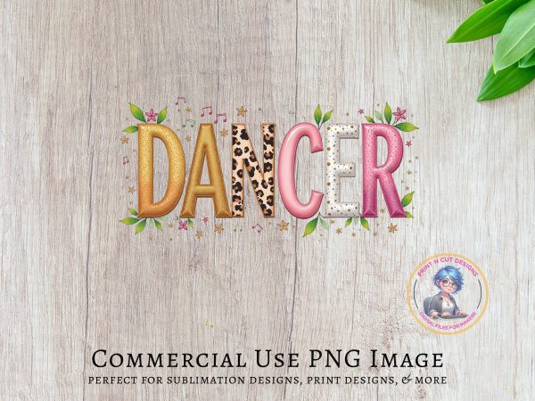 Dancer Typography Artwork 300DPI Tansparent PNG Sublimation Design - Image 5