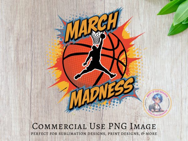 March Madness Basketball Art 300DPI Tansparent PNG Sublimation Design - Image 5